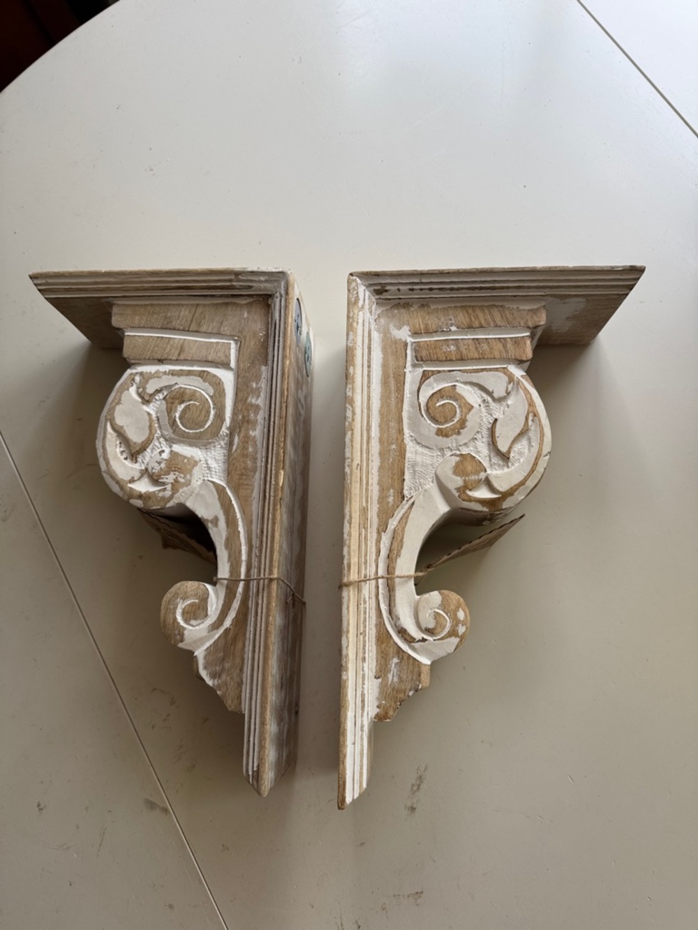 CORBELS/Brackets Hand-Carved Wooden in Distressed White Farm house Ornate